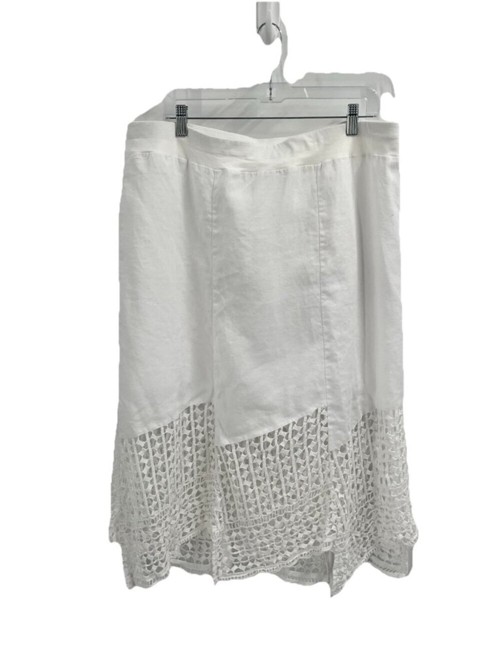 Chicos White Cotton Lace Pull On Midi Skirt XL Petite Boho Cottagcore Romantic